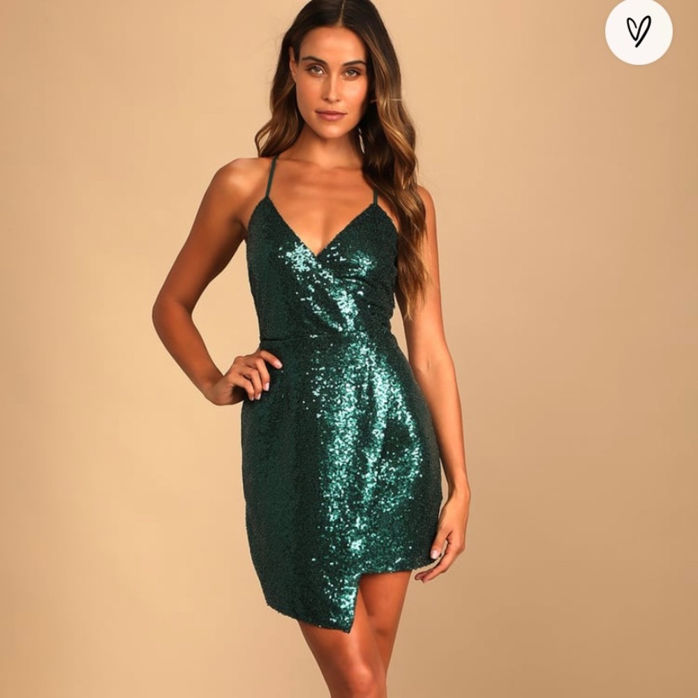 Lulus Hilaria Emerald Green Sequin Bodycon Mini Dress (M, NWOT)